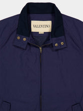 Valentino Garavani Gulf Blue Cotton Bomber Jacket