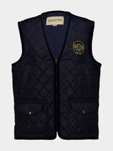 Valentino Garavani Navy Quilted Vest with Embroidered Patch