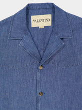 Valentino Garavani Medium Denim Blue Short-Sleeve Denim Shirt