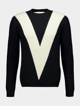 Valentino Garavani Black Wool Jumper with Inlaid V