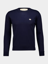 Valentino Garavani Navy Wool Jumper with VLogo Patch