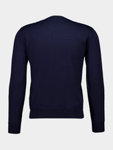 Valentino Garavani Navy Wool Jumper with VLogo Patch
