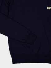 Valentino Garavani Navy Wool Jumper with VLogo Patch