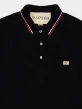 Valentino Garavani Black Piqué Polo Shirt with Vlogo Patch