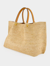 Valentino Garavani Natural and Saddle Brown Medium Straw Tote
