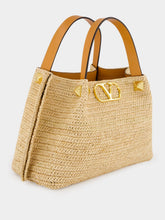 Valentino Garavani Natural Small Raffia Shopping Bag