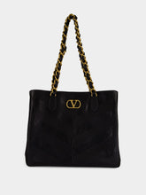 Valentino Garavani Black Laseine Nappa Leather Shopping Bag