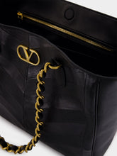 Valentino Garavani Black Laseine Nappa Leather Shopping Bag
