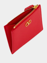 Valentino Garavani Red Calfskin Card Case with Vlogo