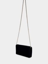 Valentino Garavani Black Cotton Crystal Logo Clutch