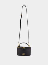 Valentino Garavani Black VLogo Signature Mini Vanity Bag in Grainy Calfskin