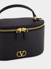 Valentino Garavani Black VLogo Signature Mini Vanity Bag in Grainy Calfskin