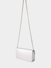 Valentino Garavani Silver Calfskin Clutch with Chain Strap