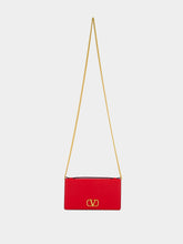 Valentino Garavani Red Calfskin Clutch with Chain Strap