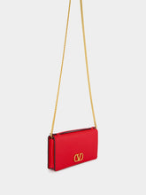 Valentino Garavani Red Calfskin Clutch with Chain Strap