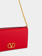 Valentino Garavani Red Calfskin Clutch with Chain Strap