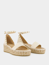 Valentino Garavani Light Ivory Leather Espadrille Sandals