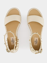 Valentino Garavani Light Ivory Leather Espadrille Sandals