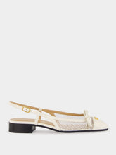 Valentino Garavani Ivory Kid Leather Slingback Flats