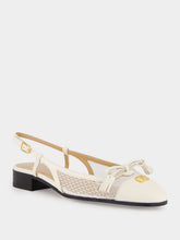 Valentino Garavani Ivory Kid Leather Slingback Flats