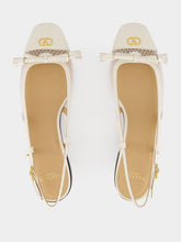 Valentino Garavani Ivory Kid Leather Slingback Flats