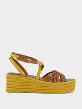 Valentino Garavani Gold and Brown Leather Flat Espadrilles
