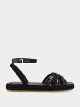 Valentino Garavani Black Leather Espadrille Sandals