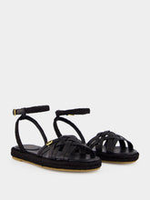 Valentino Garavani Black Leather Espadrille Sandals