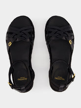 Valentino Garavani Black Leather Espadrille Sandals