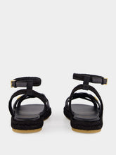 Valentino Garavani Black Leather Espadrille Sandals