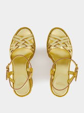 Valentino Garavani Gold Calf Leather Wedge Espadrilles