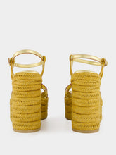 Valentino Garavani Gold Calf Leather Wedge Espadrilles