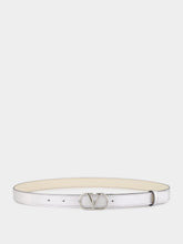 Valentino Garavani Silver Laminated Calfskin VLogo Signature Belt