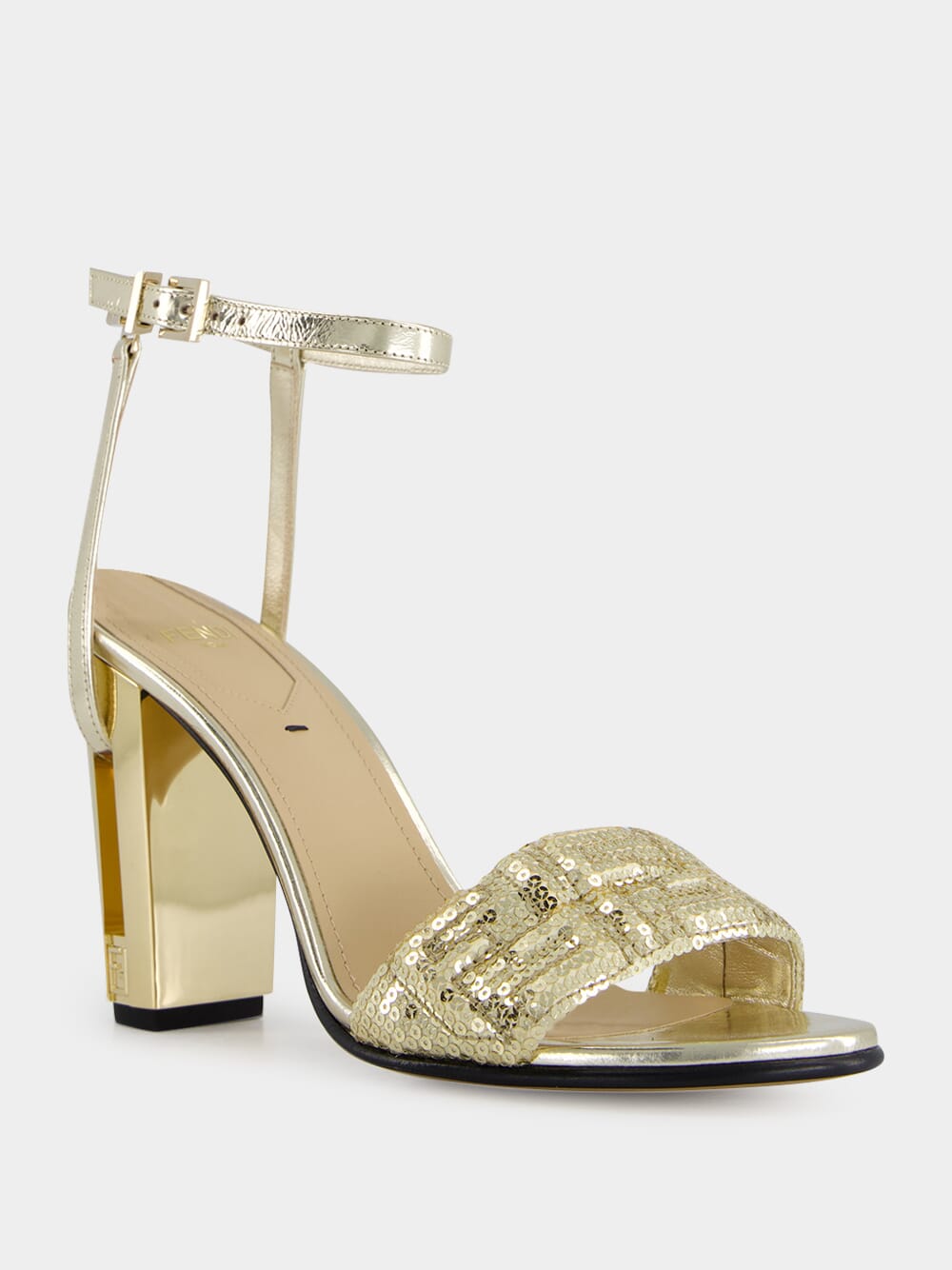 Gold Delfina FF Sequin Sandals