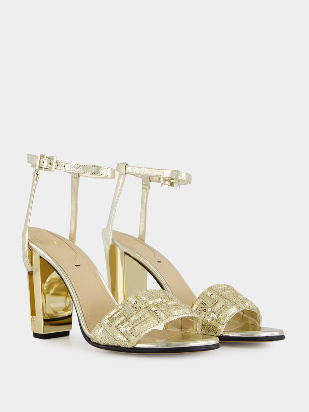 Gold Delfina FF Sequin Sandals