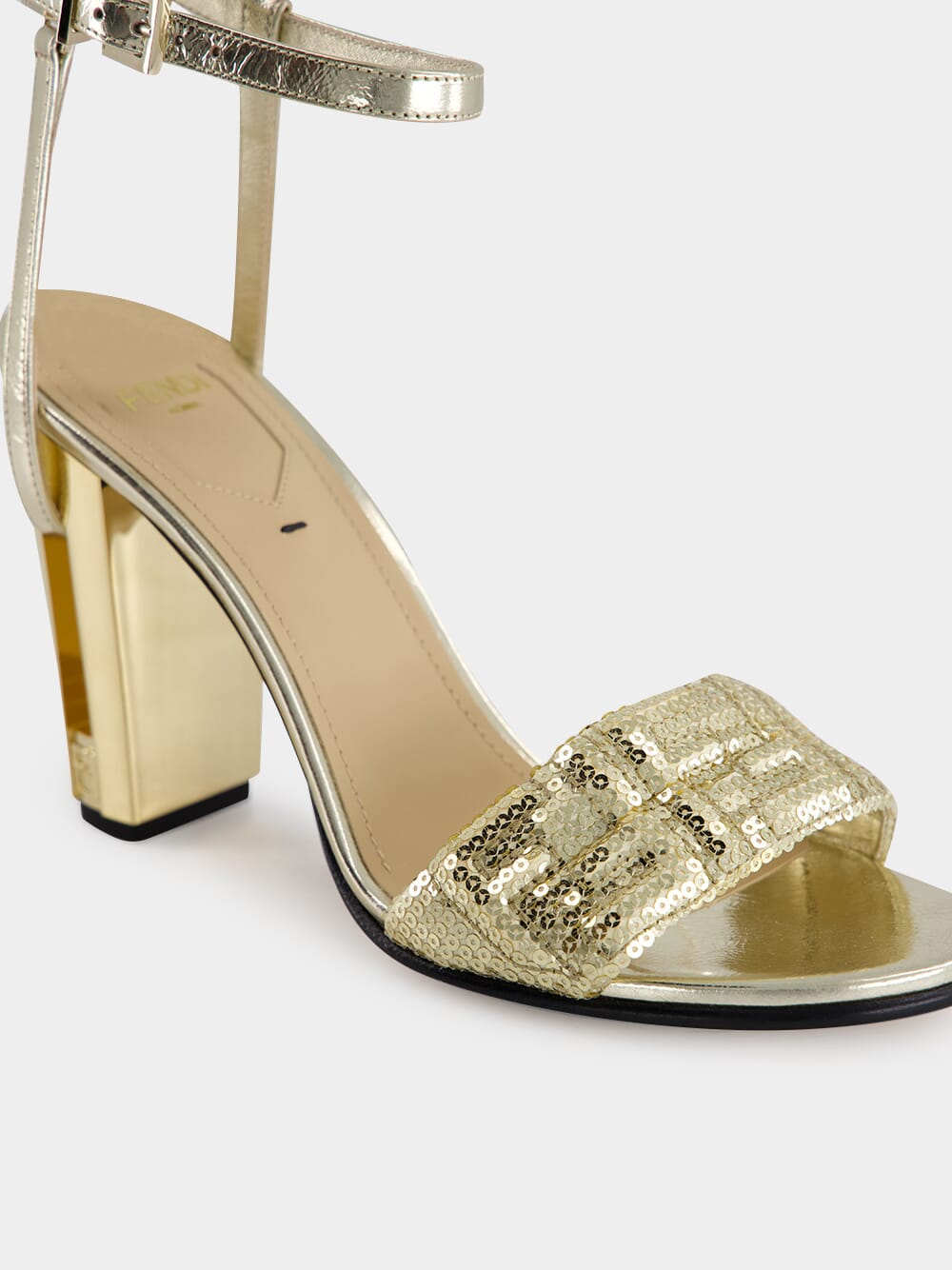 Gold Delfina FF Sequin Sandals