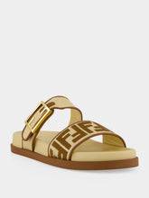 Fendi Brown and Beige Feel Raffia Slides