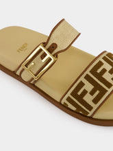 Fendi Brown and Beige Feel Raffia Slides