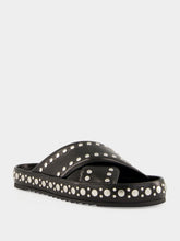 Fendi Black Double Studded Leather Slides