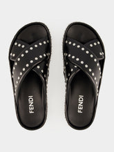 Fendi Black Double Studded Leather Slides