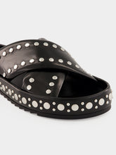 Fendi Black Double Studded Leather Slides