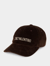 Valentino Garavani Brown Velvet Embroidered Cap