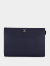 Valentino Garavani Marine Blue Leather Pouch