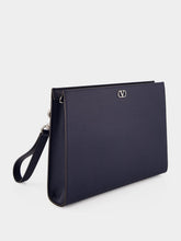 Valentino Garavani Marine Blue Leather Pouch