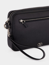 Valentino Garavani Black Calf Leather Wrist Pouch