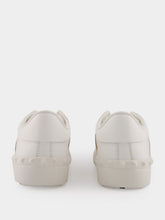 Valentino Garavani White and Beige Calfskin Open Sneaker