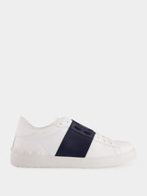 Valentino Garavani White and Blue Calfskin Open Sneaker