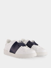 Valentino Garavani White and Blue Calfskin Open Sneaker