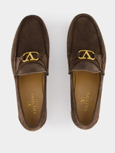 Valentino Garavani Brown VLogo Suede Loafers