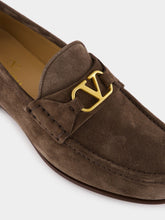 Valentino Garavani Brown VLogo Suede Loafers